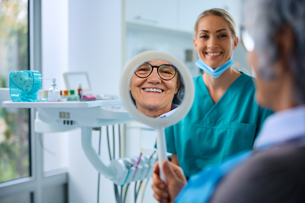 Senior woman with Dental Implant